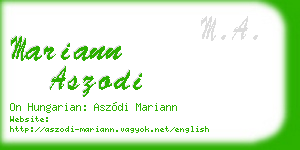 mariann aszodi business card