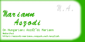 mariann aszodi business card